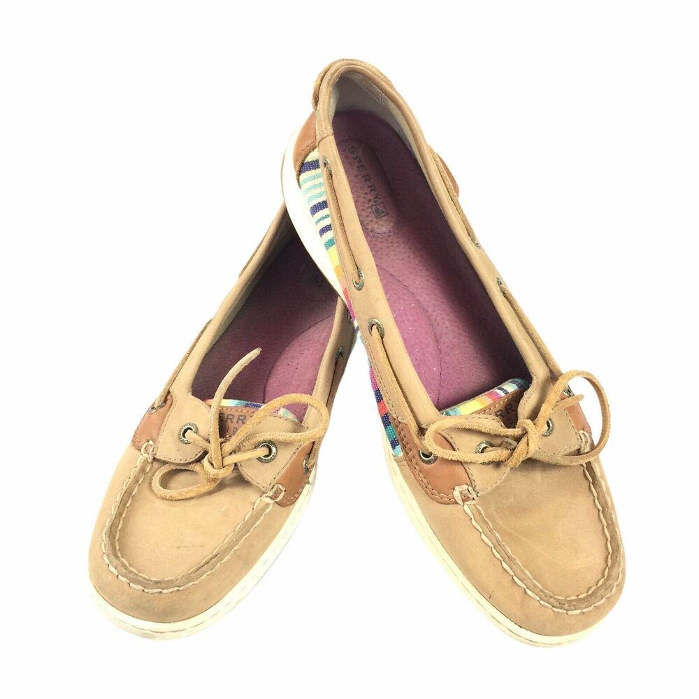 Sperry Angelfish One Eye Boat Shoes Size 10 Womens Striped Rainbow Flats Loafers